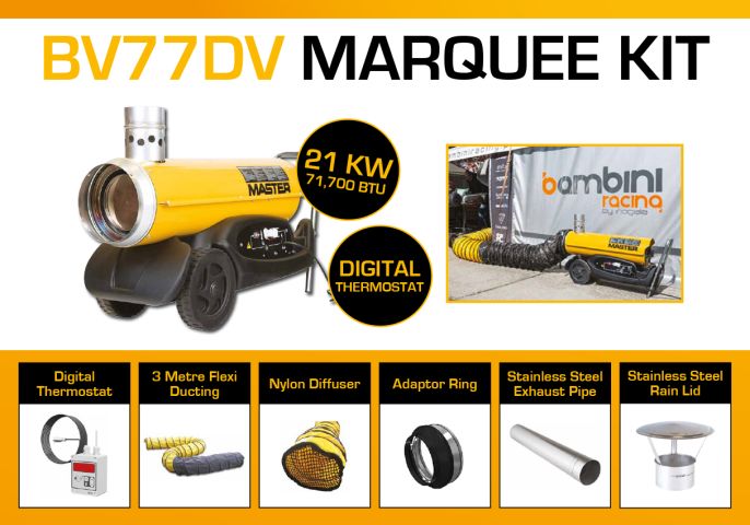 Master BV77DV Marquee Kit With 3 Meter Ducting, Digital Thermostat & Accessories BV77MKP1D