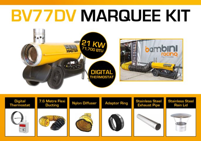 Master BV77DV Marquee Kit With 7.6 Meter Ducting, Digital Thermostat & Accessories BV77MKP2D