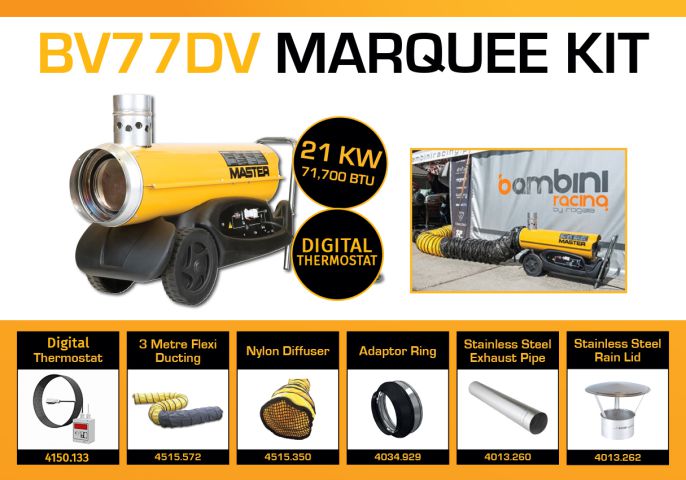 Master BV77DV Marquee Kit With 7.6 Meter Ducting, Digital Thermostat & Accessories BV77MKP2D